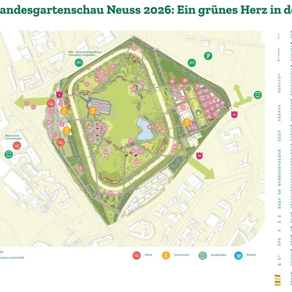 Busreise Blütenpracht & Gartenkunst - zu Besuch bei der LGS Neuss: Lageplan der Landesgartenschau in Neuss