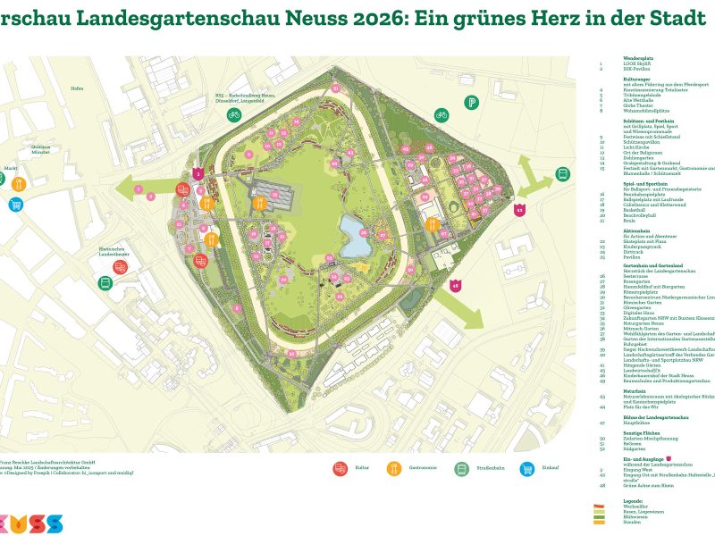 Busreise Blütenpracht & Gartenkunst - zu Besuch bei der LGS Neuss: Lageplan der Landesgartenschau in Neuss