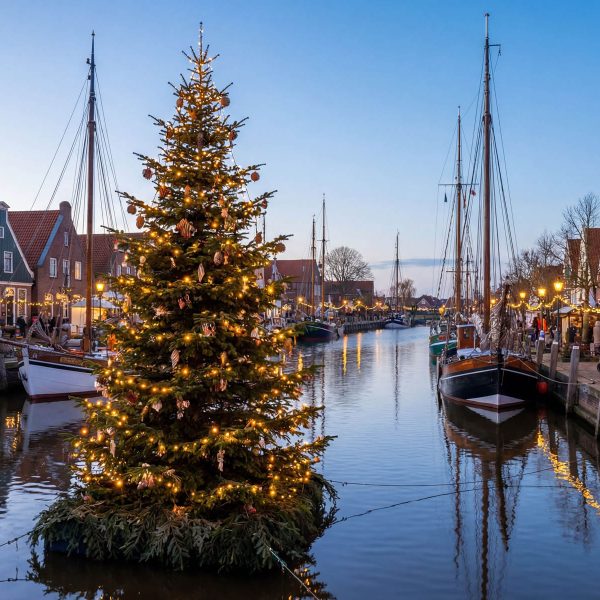 Busreise Friesische Sternfahrt & Maritimes Lichtermeer  - Schwimmender Weihnachtsbaum in Carolinensiel