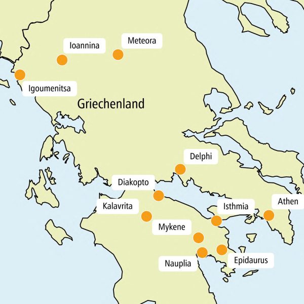 Busreise Faszination Griechenland - Routenkarte
