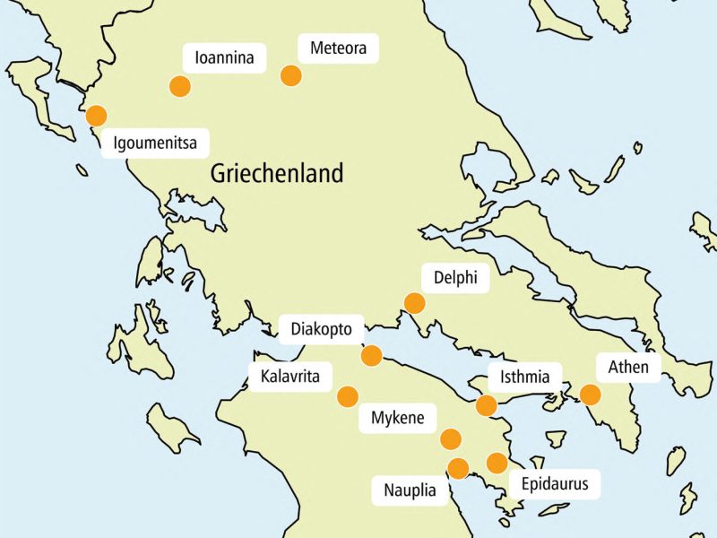 Busreise Faszination Griechenland - Routenkarte